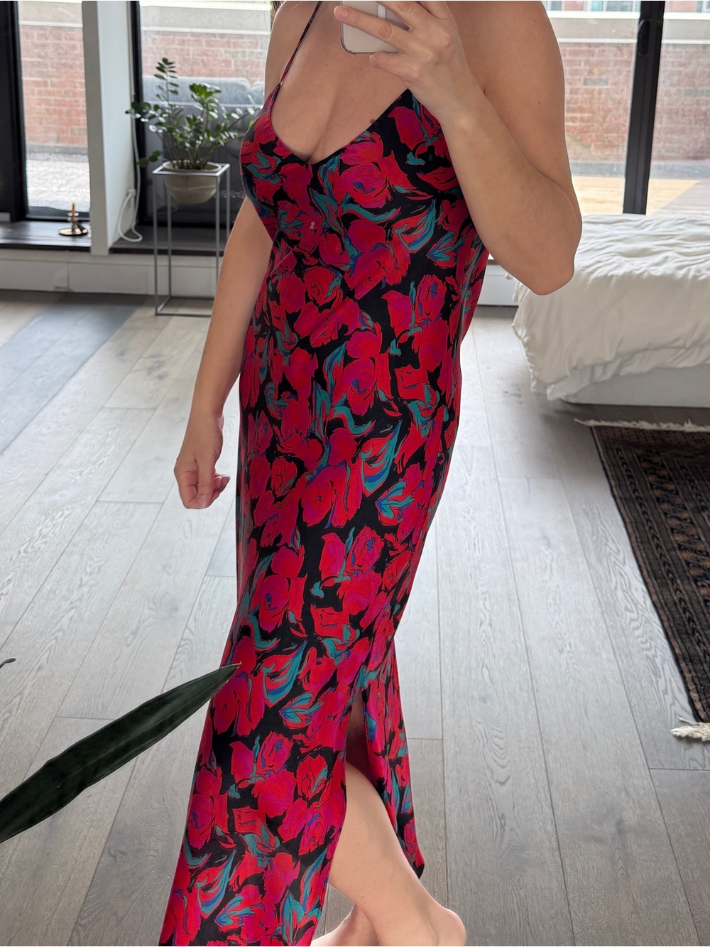 Topshop Floral Slip Dress Maxi Strappy Back